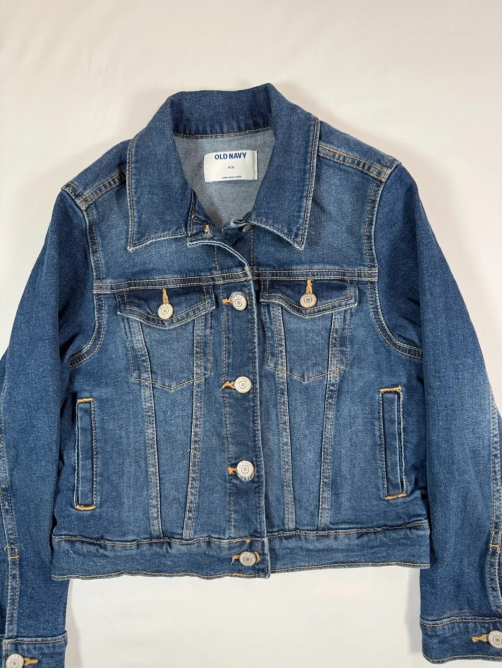 OLD NAVY Girls Denim Jean Jacket Medium 8 Classic Trucker Blue‎ Casual Retro